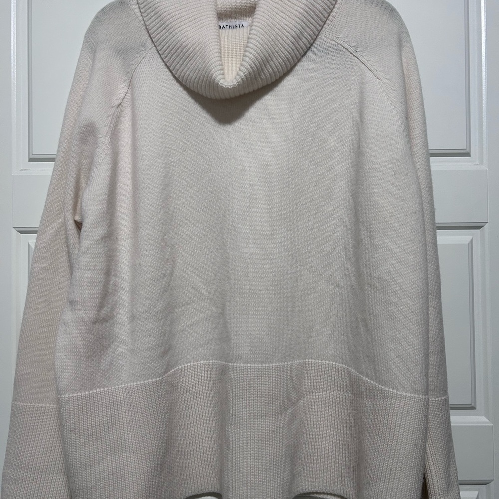 Athleta Light Cream Cowl-Neck Sweater